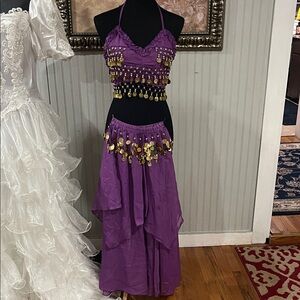 Purple Belly Dance Costume with Gold Accents